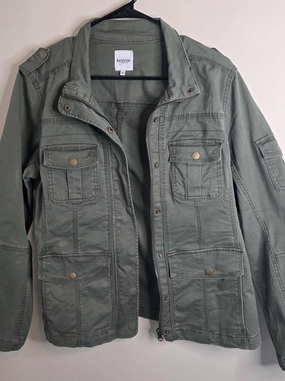 Kensie Olive Green Military Utility Jacket - Picture 5 of 6